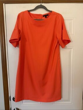 Banana Republic Bright Orange Short-Sleeve Shift Dress